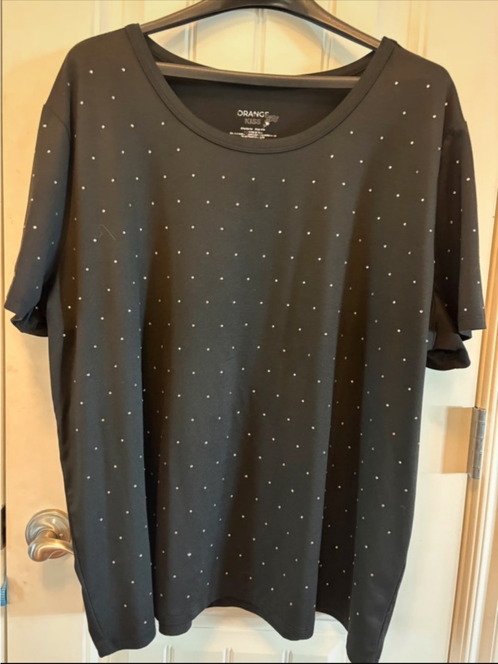 Orange Kiss Black Short-Sleeve Tee with Silver Studs